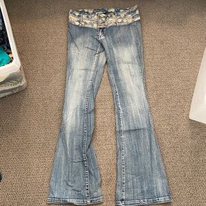 Tinseltown floral denim boot cut bellbottom jean